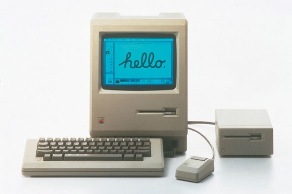 Photo of an original Apple Macintosh computer.